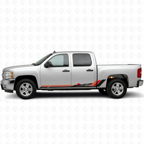 Bandes adhésives vinyle rétro vague montagne pour portes et bas de caisse Chevrolet Silverado 1500 GMT900 2007-2013_1