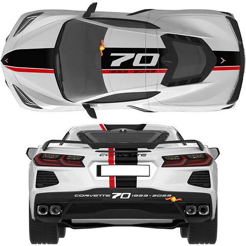 Chevrolet Corvette C8 Stingray Eray Z06 modèles capot toit bandes arrière Corvette pleine longueur double autocollant rayures
