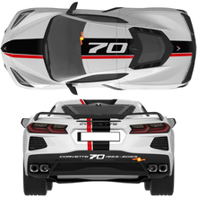 Chevrolet Corvette C8 Stingray Eray Z06 modèles capot toit bandes arrière Corvette pleine longueur double autocollant rayures
 2