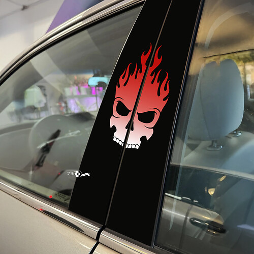 Crâne flamme style pilier portes voiture décalcomanie vinyle autocollant Wrap
