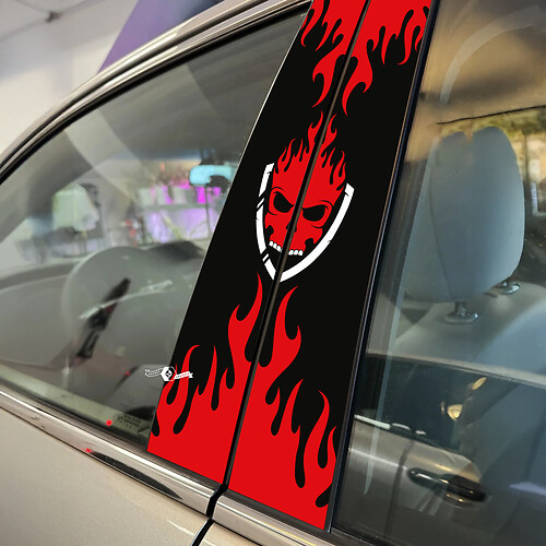 Crâne flamme style pilier portes voiture décalcomanie vinyle autocollant Wrap

