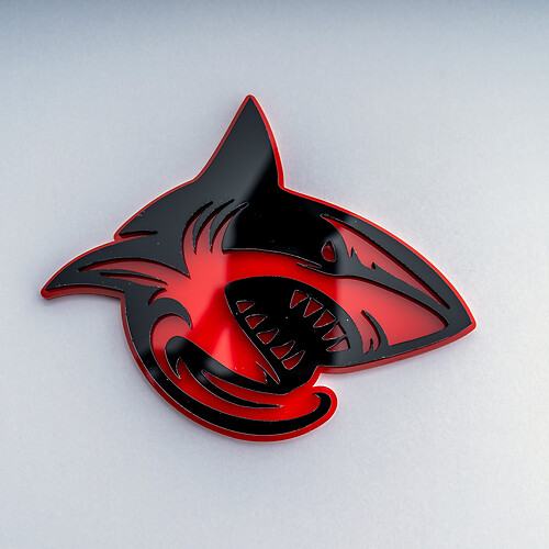 Shark Hellshark 3D Badge Fender Badges Emblème Noir et Rouge
