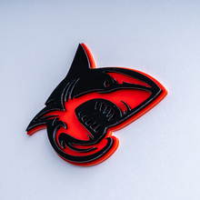 Shark Hellshark 3D Badge Fender Badges Emblème Noir et Rouge
 2
