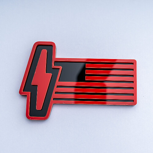 Insigne 3D du drapeau américain Ford 150 Lightning - Emblème de badges d'aile personnalisé rouge et noir
