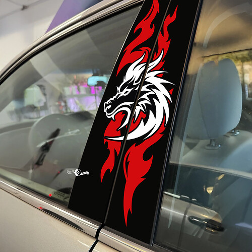 Wolf Flame Pilier Portes Voiture Autocollant Vinyle Autocollant Wrap

