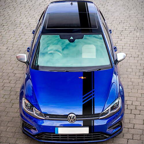 Autocollant de capot autocollant panneau de bascule autocollant en vinyle rayures Volkswagen Golf Mk7R Gti

