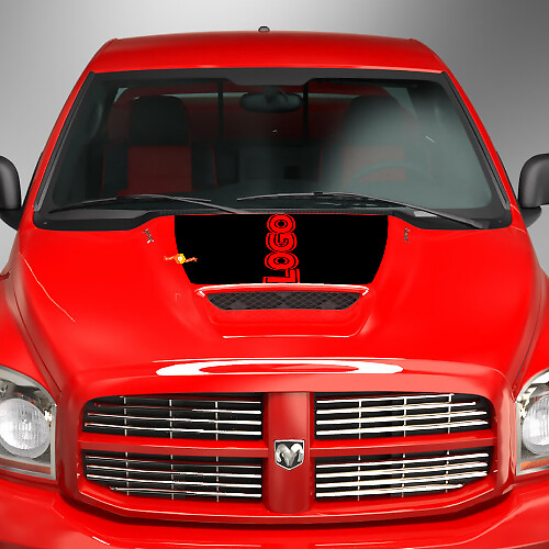 Autocollant en vinyle personnalisé noir pour capot avec logo Dodge Ram_1