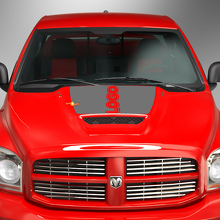 Autocollant en vinyle personnalisé noir pour capot avec logo Dodge Ram_3