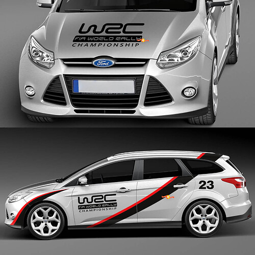 Kit graphique autocollants pour carrosserie de capot latéral Ford Focus WRC
