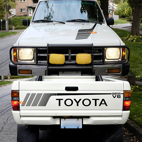 Toyota Pickup SR5 V6 Hayon et capot Vinyle Autocollants 1
