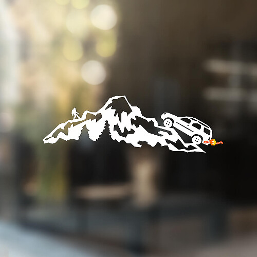 Autocollant en vinyle Bigfoot Mountains pour fenêtre Nissan Xterra