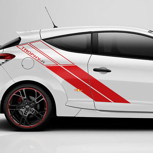Autocollants vinyle bandes latérales arrière Trophy-R pour Renault Mégane 3 RS