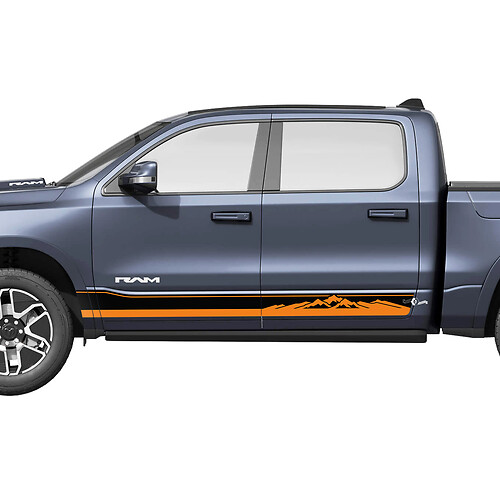 Panneau à bascule latéral pour portes, rayures montagnes, autocollants graphiques en vinyle pour Dodge RAM 1500 REV
