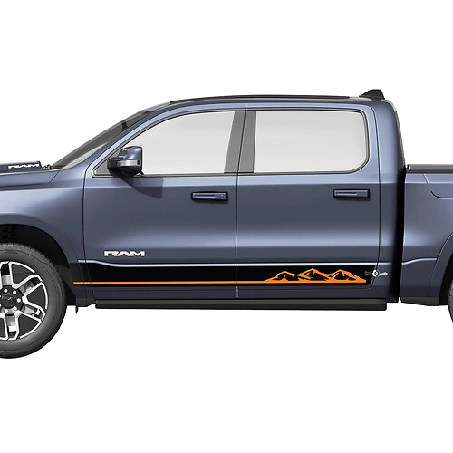 Panneau à bascule latéral rayures montagnes pour Dodge RAM 1500 REV autocollants en vinyle autocollants graphiques
