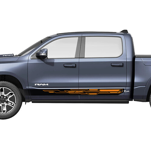 Panneau à bascule latéral rayures montagnes pour Dodge RAM 1500 REV autocollants en vinyle autocollants graphiques
