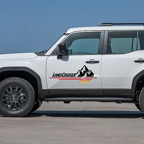 Toyota Land Cruiser Nature Scene Montagnes Portes Autocollants Vinyle Autocollants Graphique 2
