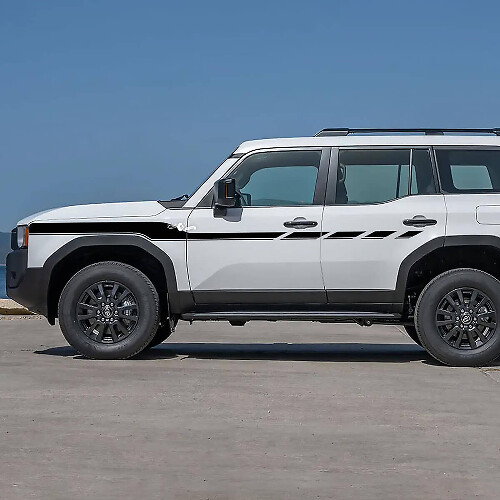 Autocollants en vinyle décoratifs à rayures damier pour portes latérales pour Toyota Land Cruiser