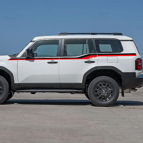 Bandes d'accentuation des portes latérales Toyota Land Cruiser Autocollants en vinyle Graphique 2 couleurs
 1