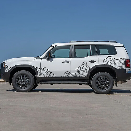 Toyota Land Cruiser Portes latérales Carte topographique Autocollants en vinyle Graphique
