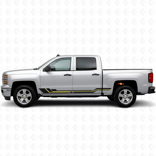 Bandes parallèles d’accentuation pour porte et panneau de bas de caisse en vinyle pour Chevrolet Silverado 1500 K2XX 2014-2019