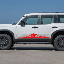 Toyota Land Cruiser Portes latérales Montagnes Arbres Paysage Style Autocollants Vinyle Autocollants Graphique
 2
