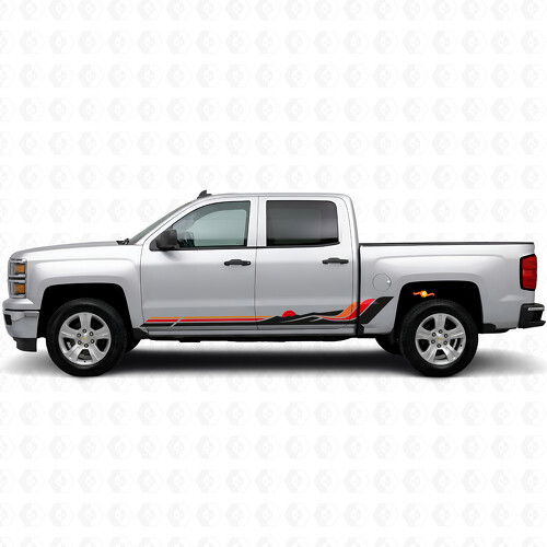 Bandes en vinyle rétro vagues de montagne pour portes et bas de caisse Chevrolet Silverado 1500 K2XX 2014-2019_1
