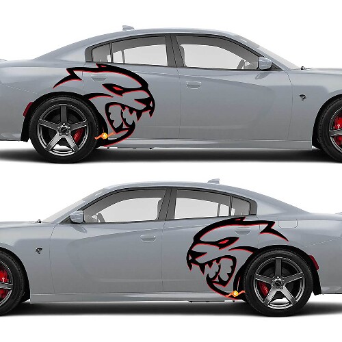 Énormes autocollants latéraux Hellcat Red Eye en deux couleurs, pour Dodge Challenger Redeye ou Charger Widebody
