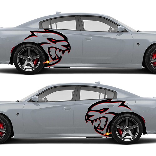 Énormes autocollants latéraux Hellcat Red Eye en deux couleurs, pour Dodge Challenger Redeye ou Charger Widebody
