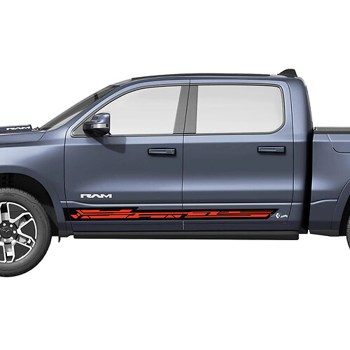 Bandes de portes latérales pour Dodge RAM 1500 REV, autocollants en vinyle graphiques 2
