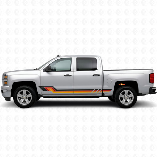 Bandes vinyles rétro parallèles pour portes et bas de caisse pour Chevrolet Silverado 1500 K2XX 2014-2019_1