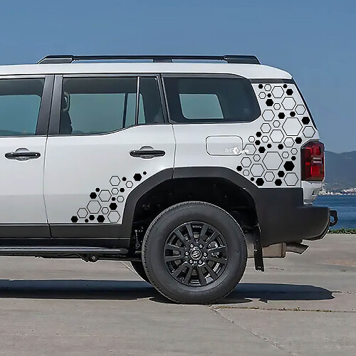 Autocollants en vinyle nid d’abeille pour les côtés et les quartiers arrière du Toyota Land Cruiser 2024