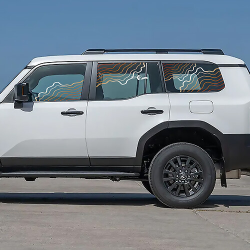 Toyota Land Cruiser Topographique Fenêtre Côté Décalcomanies Vinyle Autocollants Graphique
