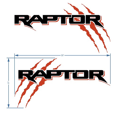 Ford F150 Raptor Claw 2 couleurs autocollant graphique de chevet
