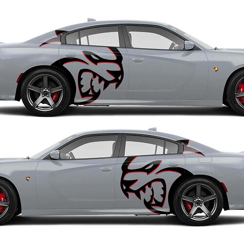 Énormes autocollants latéraux Hellcat en deux couleurs pour Dodge Challenger ou Charger

