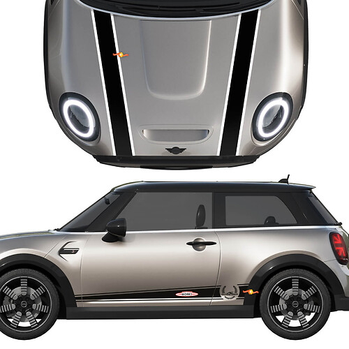 Mini John Cooper Works AC Schnitzer Hood and Side Doors Stripes Rally Decal and Graphics Sticker
