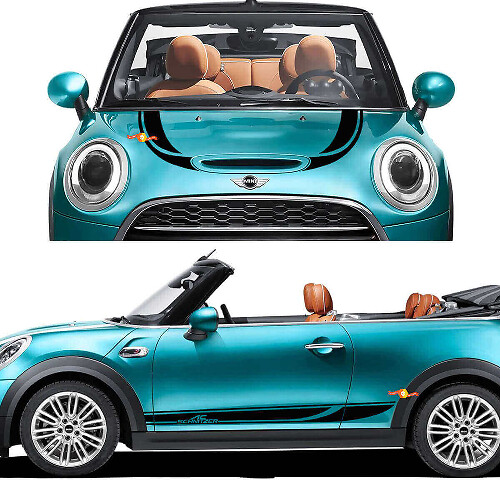 Kit d'autocollants en vinyle pour capot et bandes latérales style AC Schnitzer pour MINI Cooper
