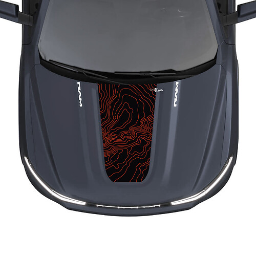 Carte topographique à rayures de capot pour Dodge RAM 1500 REV, autocollants graphiques en vinyle
