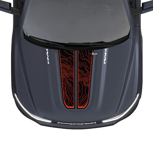 Carte topographique à double rayures pour capot, autocollants graphiques en vinyle pour Dodge RAM 1500 REV
