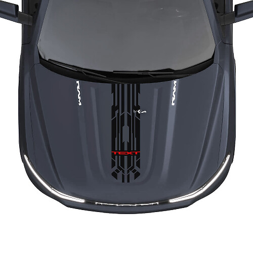 Autocollants Vinyle Bandes Courtes Capot Custom Style Techno pour Dodge Ram 1500 REV_1