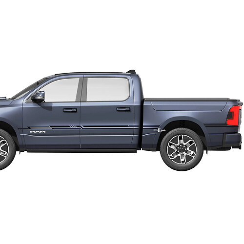 Autocollants latéraux en vinyle à rayures graphiques Dodge RAM 1500 REV 2
