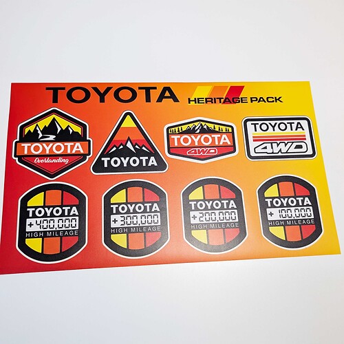 Toyota High Mileage Heritage Rétro vintage Style ancien Pack d’autocollants graphiques
