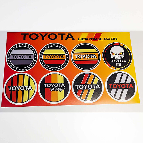 Toyota Héritage Rétro Vintage Ancien Style Autocollants Ronds Pack Décalques Graphiques 1