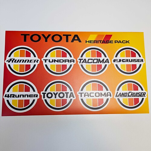 Toyota Models Heritage Rétro Vintage Style Ancien Autocollant Pack Décalcomanies Graphiques

