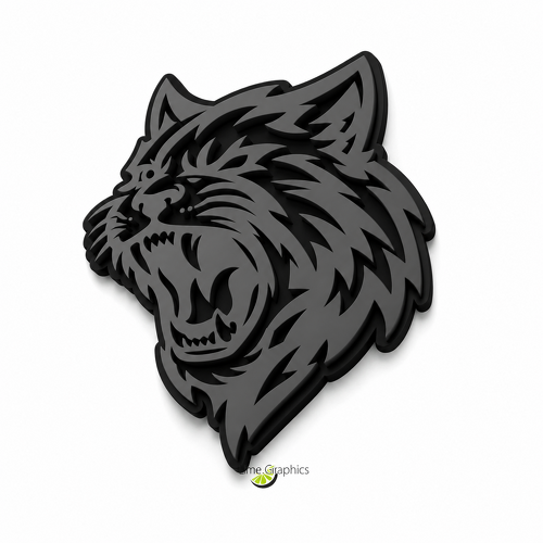 WildCat Style Black Dark Grey Custom Cat Head 3D — Emblème (aile, hayon)