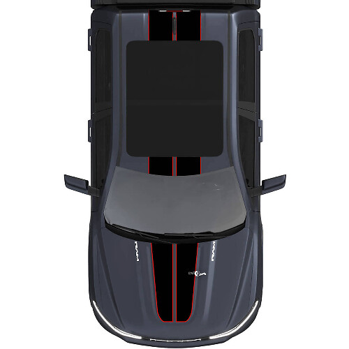 Autocollants en vinyle à doubles bandes centrales capot et toit 3 pour Dodge Ram 1500 REV