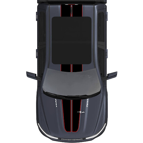 Bandes centrales doubles pour capot et toit pour Dodge RAM 1500 REV Autocollants en vinyle Stickers Graphiques 3
