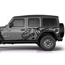 Kit d'autocollants vinyle graphiques latéraux T-Rex pour Jeep Wrangler_2