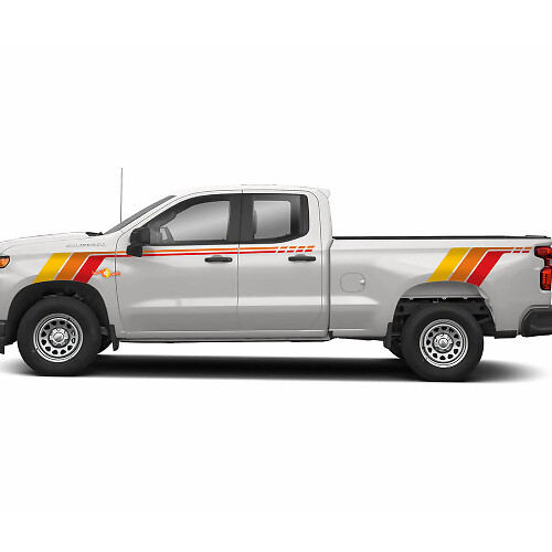 Kit d'autocollants en vinyle de bandes latérales pour capot et hayon style vintage pour Chevrolet Silverado
