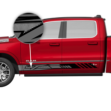 Kit de décalcomanies latérales en vinyle à rayures perforées géométriques pour Dodge Ram 1500 Tungstène_2