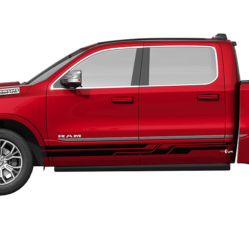 Autocollants graphiques en vinyle à rayures pour panneau de bascule latéral pour Dodge RAM 1500 TUNGSTEN 2
